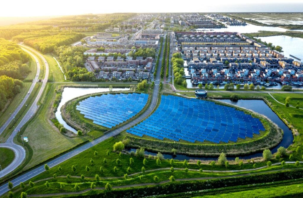 A modern sustainable neighbourhood in Almere, the Netherlands.