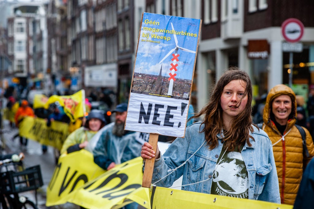 National Demonstration Against Wind Turbines Near Homes And In Nature Reserves Organized In Amsterdam