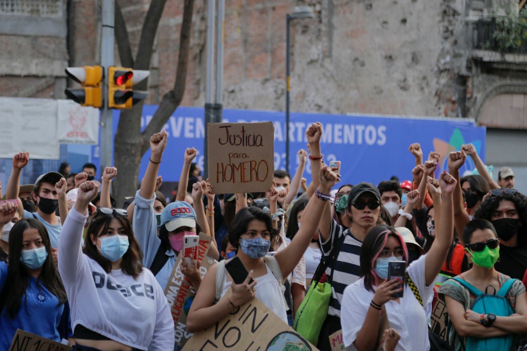 Protesters carried out a march as part of a Global Climate Strike against Capital on March 25, 2022, in Mexico City, Mexico. People in Mexico are most worried about climate change.