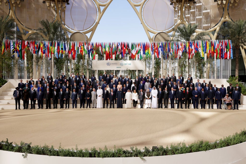 COP28 high-level segment delegates pose for a photo